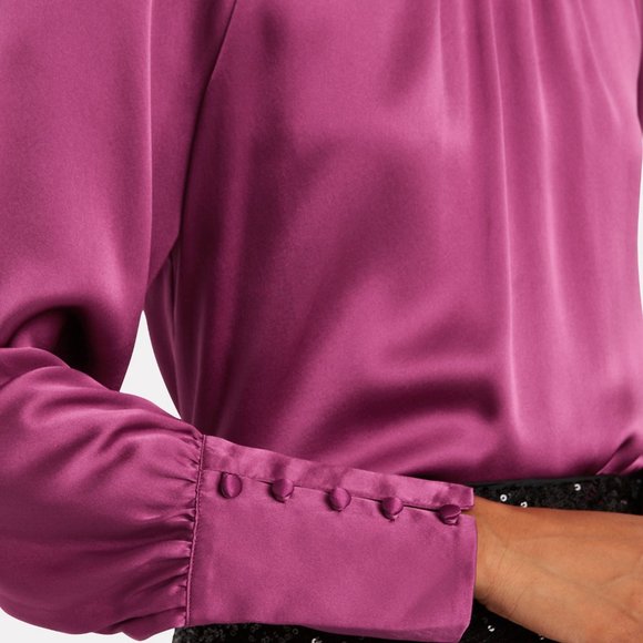 INTERMIX Women's Alma High Neck Silk Blouse -2 - Picture 5 of 5